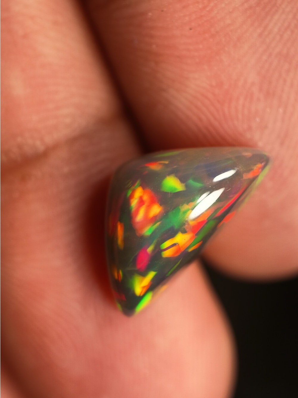 Ethiopian Black Opal Trillion Cabochon Multicolor 15.3x8.27mm Opaque